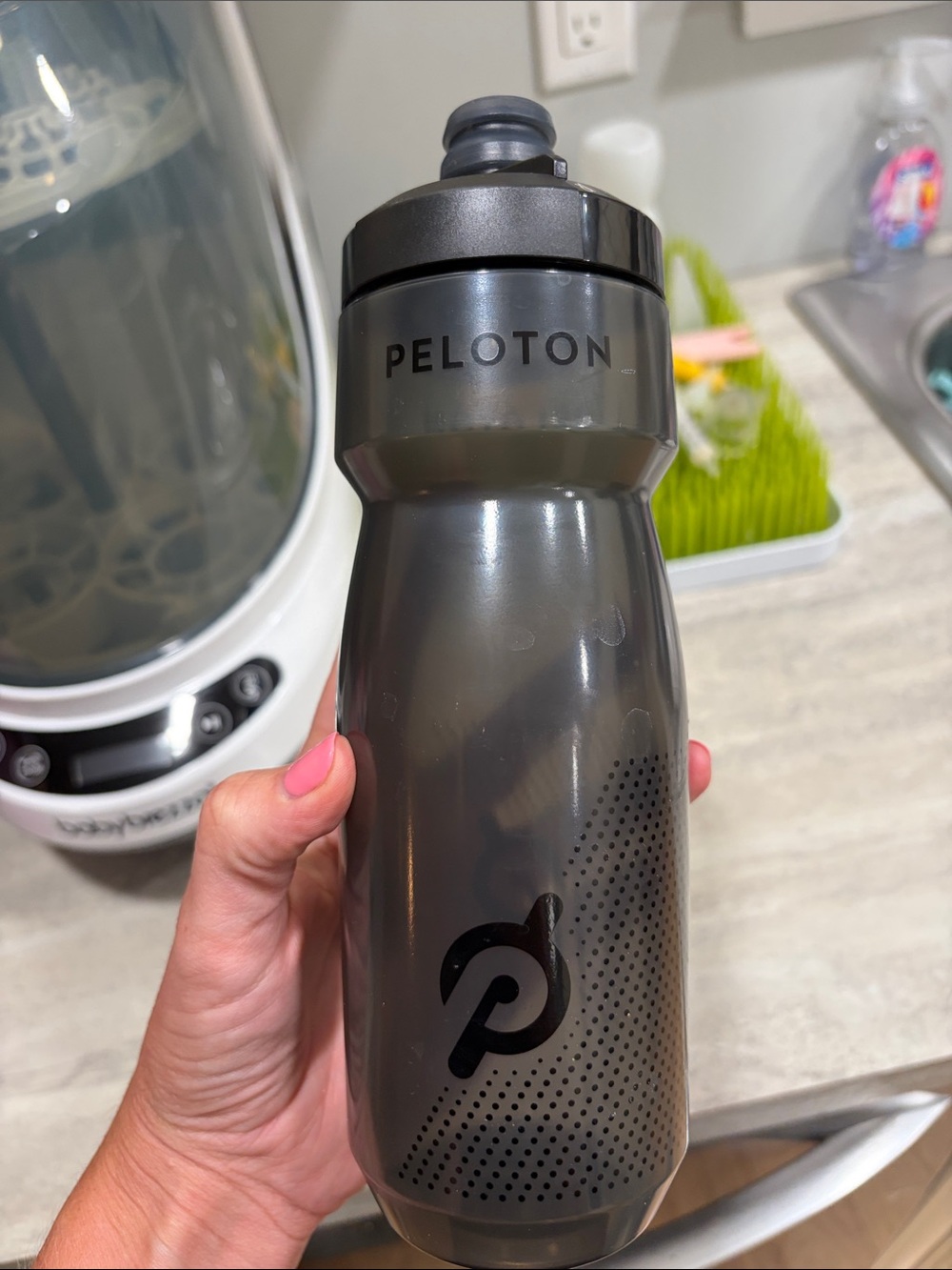 Peloton Charcoal Gray Sports Water Bottle with Push-Top